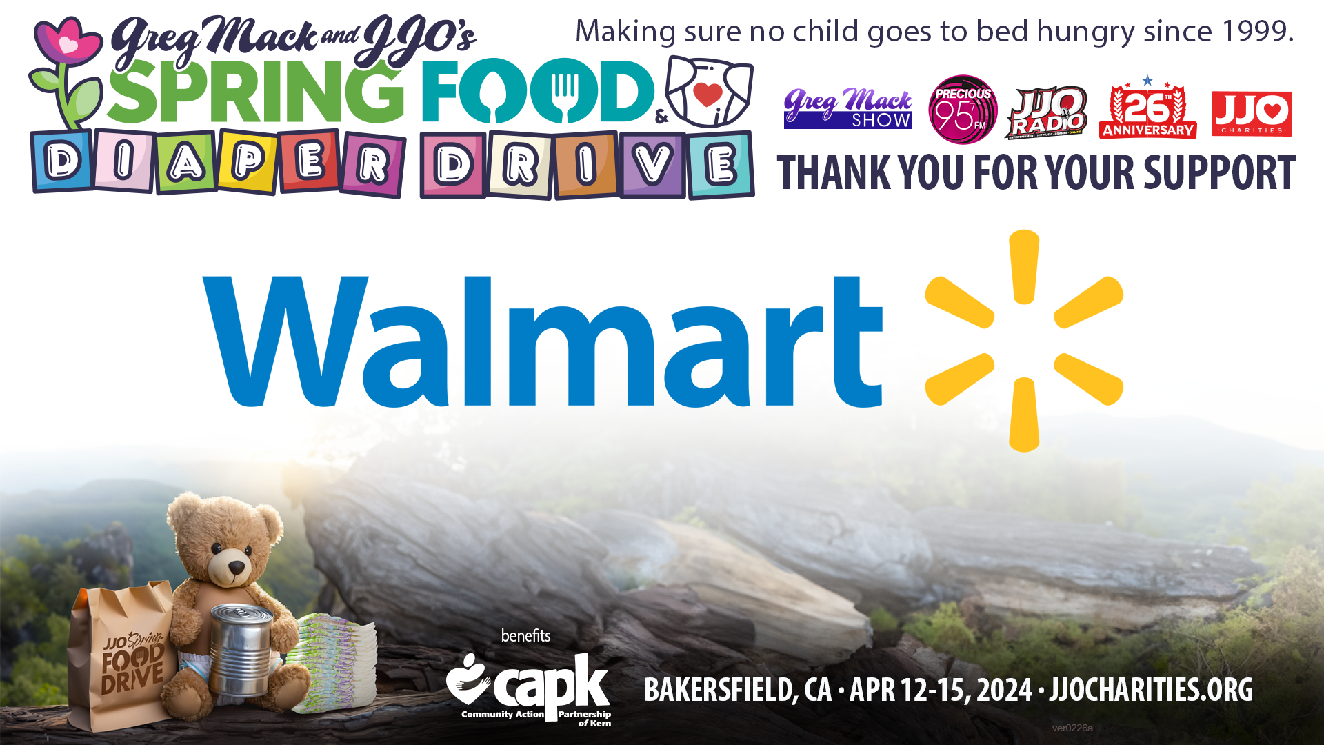 Greg Mack & JJO's Spring Food & Diaper Drive Thank You Walmart