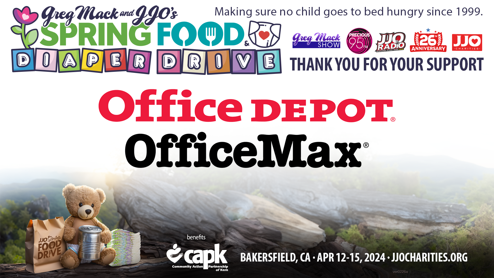 Greg Mack & JJO's Spring Food & Diaper Drive Thank You Office Depot OfficeMax
